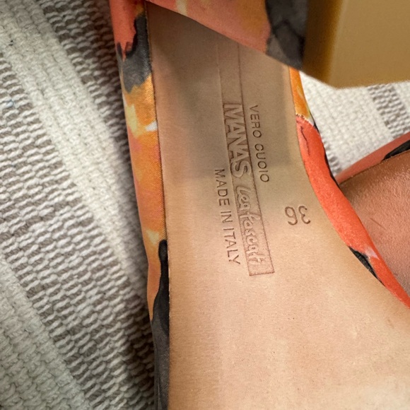 Manas Lea Foscati Multi-color Floral Print Open Toe Heel Women’s Size 36 - Picture 7 of 8